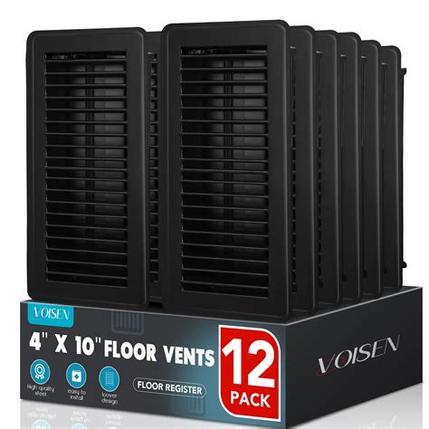 Snapklik.com : Floor Register 4x10, 12 Pack Black Floor Vent Covers ...