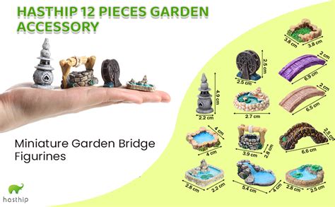 HASTHIP ® Miniature Garden Bridge Figurines Mini Resin Lighthouse Water ...