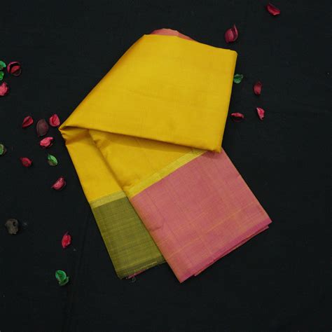 Mango Yellow Muppagam Kanjivaram Silk Saree | Everyday Simple Wear ...