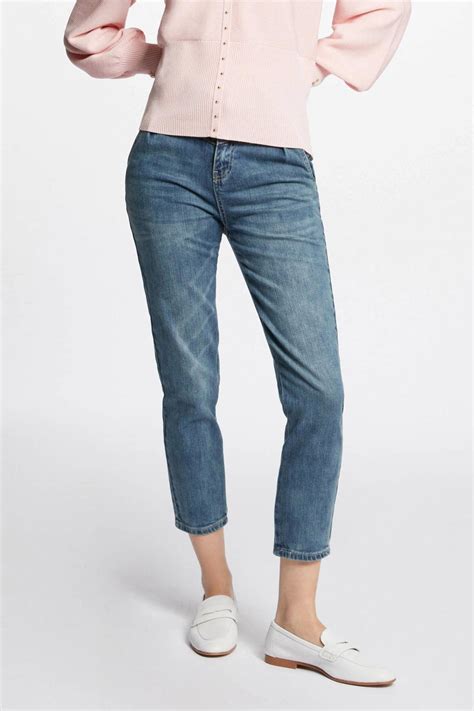 Morgan cropped high waist cropped jeans stonewashed blue | wehkamp