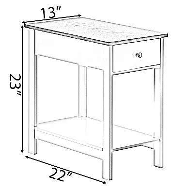 White End Or Sofa Side Table With Wooden Drawer And Shelf For Entryway ...