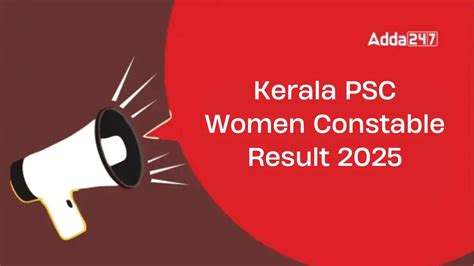 Kerala PSC Women Constable Result 2025 Out, Download Rank List PDF