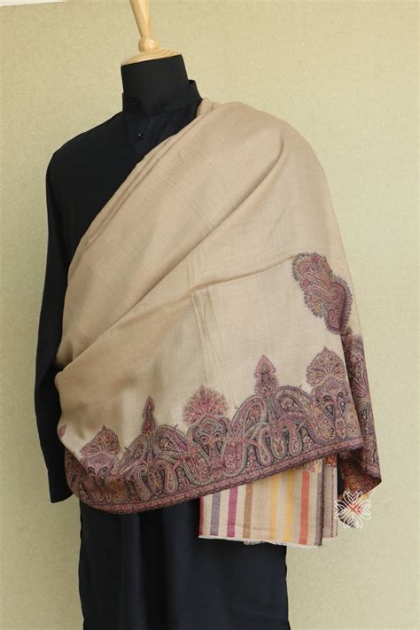 Beige Men's Kashmiri Jamawar Shawl | Kashmiri Shawl | Imperial Weaves