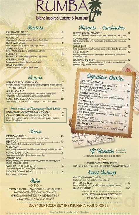RUMBA Inspired Island Cuisine & Rum Bar menu in Hampton Bays, New York, USA