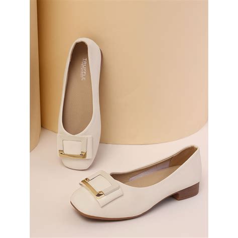 Buy Truffle Collection Beige Embellished Ballerinas Online