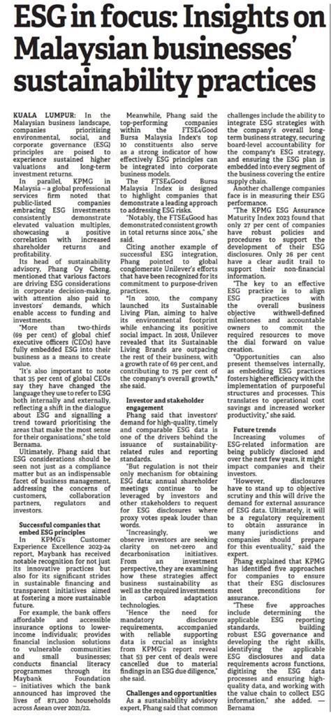 ESG in focus: Insights on Malaysian businesses' sustainability practices