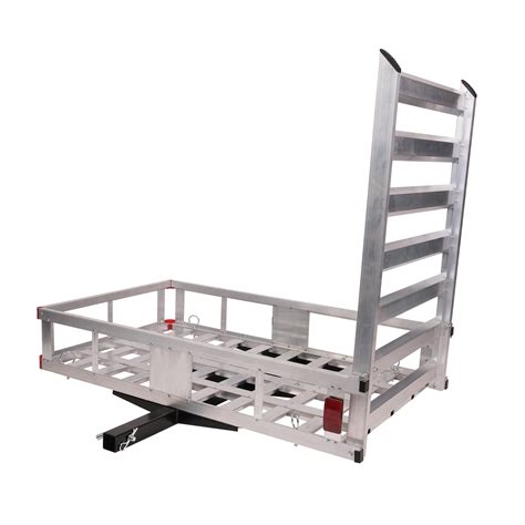 Costway 50''x29.5''Aluminum Cargo Carrier W/ Ramp Hitch-Mounted Mobility Carrier Hauler ...