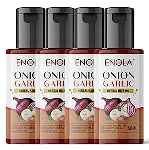 Buy ENOLA Onion Garlic Hair Oil Pack of 4, 50ml Online at Low Prices in ...