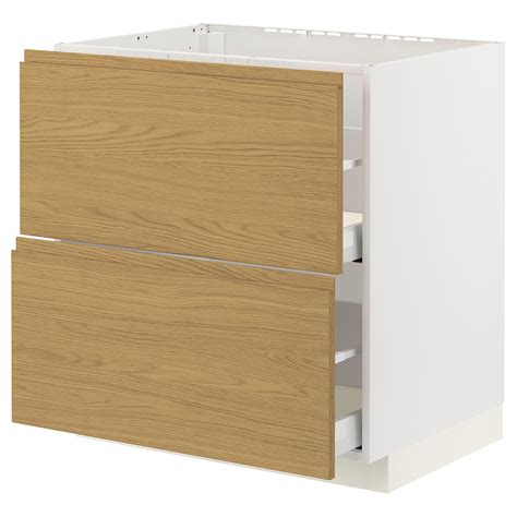 METOD / MAXIMERA base cab f hob/2 fronts/2 drawers, white/Voxtorp oak ...