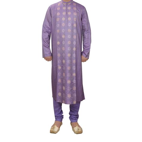 Sanskriti Vintage Indian Men Traditional Silk Blend Hand Beaded Kurta