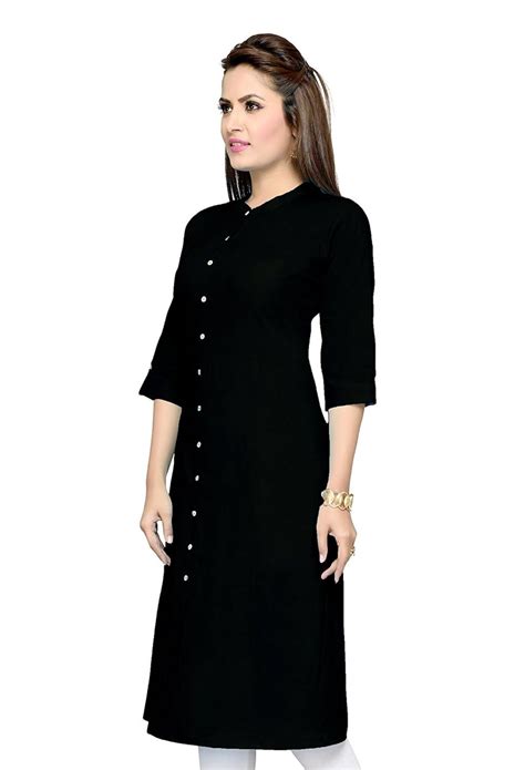 Pistaa's Women's Cotton Regular Kurta (KWTBLK36XS_Black_X-Small ...