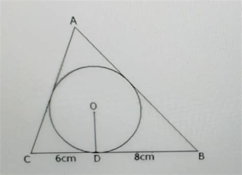 A triangle ABC is drawn to circumscribe a circle of radius 4 cm such ...