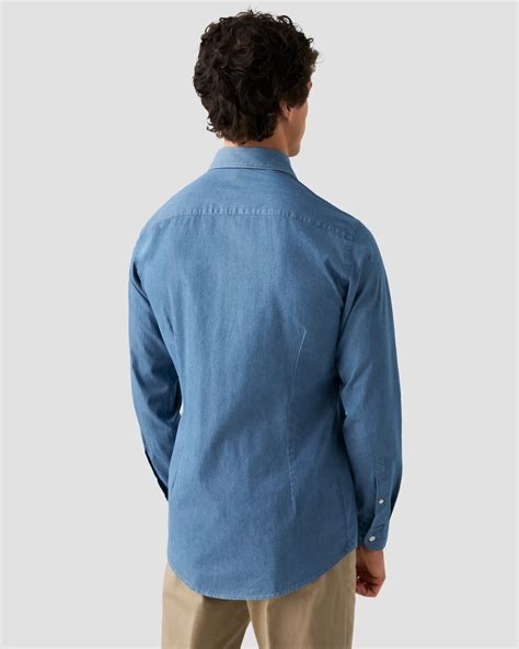 Mid Blue Lightweight Denim Shirt - Eton