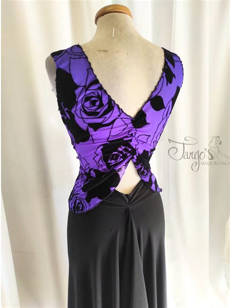 Top Alana Violet In Flocked Mesh With Roses - Jersey And Top