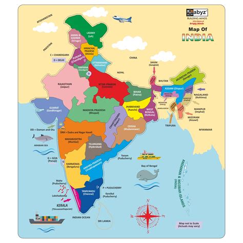 ABYZ India Map Wooden Jigsaw Puzzles - Geography for Kids Educational ...