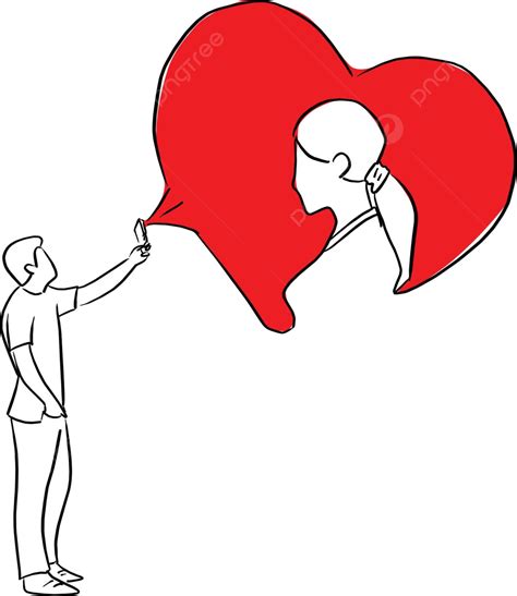 Male Calling Girlfriend Using Mobile Phonevector Illustration ...