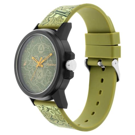 Buy Online Fastrack Arcade Quartz Analog Green Dial Silicone Strap ...