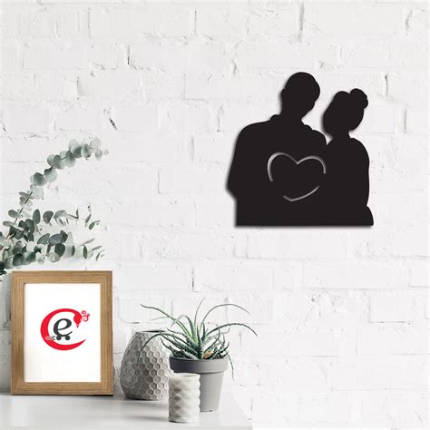 "Couple holding heart" Black Engineered Wood Wall Art Cutout, Ready to ...