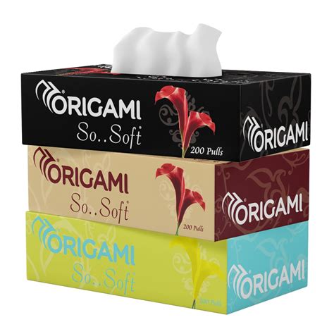 Origami 2 Ply Facial Tissue Box | Car Tissue - Pack of 3 (200 Pulls Per ...