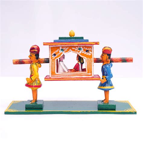 Buy Andhra Hand Crafts Kondapalli Wooden PALLAKI with Couple Small ...