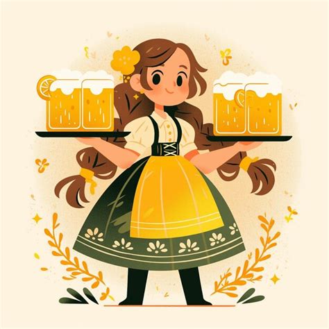 German woman in traditional oktoberfest waitress dress | Premium AI ...