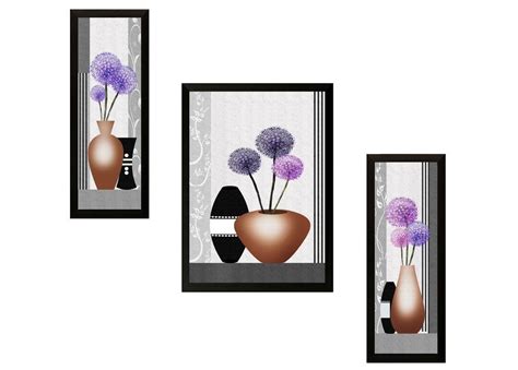 SAF paintings Diwali Gift UV Textured Flower Print Framed Painting Set ...