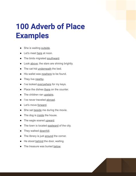 99+ Adverb of Place Examples