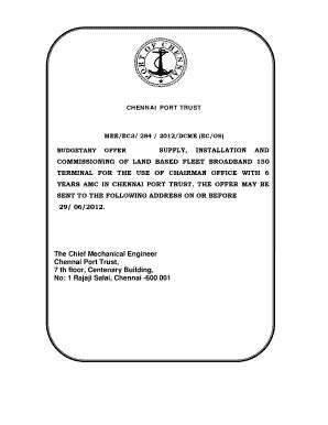 Fillable Online Chennai Port Trust proposed to establish a 3 channel ...