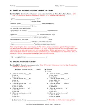 Fillable Online occonline occ cccd A1 NAMING AND DESCRIBING THE VERBS ...