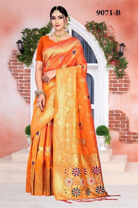 NP Saree 9071 Colors Pure Silk Sarees For Single By NP Saree ...