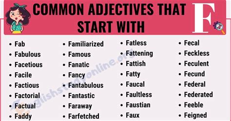 1100+ Adjectives That Start with F with Interesting Examples - English ...
