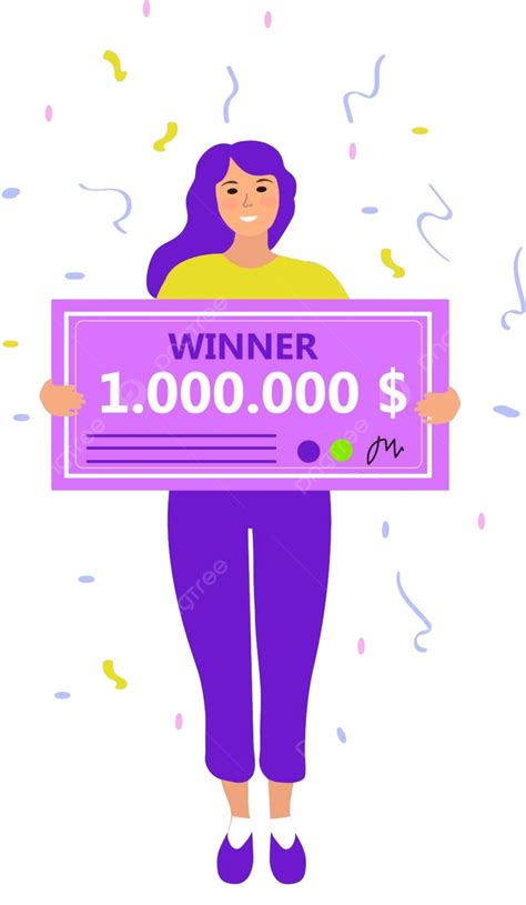 Lottery Winner With Big Check Modern Flat Illustration Vector, Cartoon ...