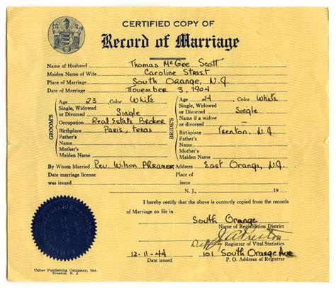 [Certified copy of Record of Marriage for Tom and Carolyn Scott] - The ...
