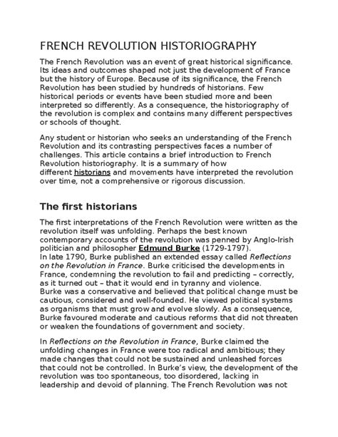 French Revolution Historiography: Diverse Perspectives and ...
