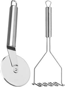 OC9 Stainless Steel Wheel Pizza Cutter & Vegetable Masher, Pav Bhaji ...