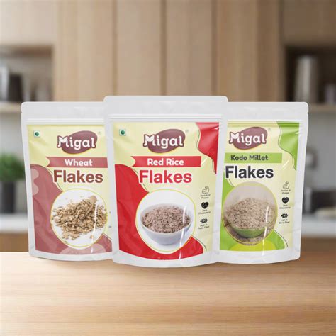 Migal Millet Flakes Combo - Wheat Flakes + Red Rice Flakes + Kodo Flak ...