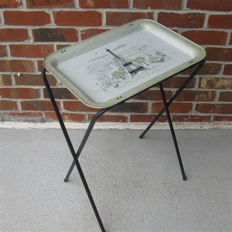 Vintage Metal TV Tray Table Mid Century Paris Au Printemps - Etsy