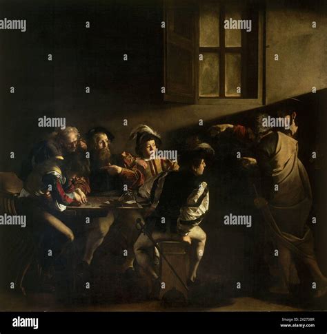 The Calling of Saint Matthew is an oil painting by Caravaggio that ...