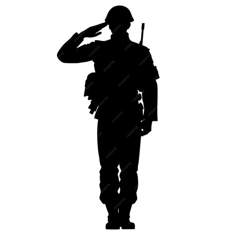 Military army soldier salute silhouette vector illustration | Premium Vector
