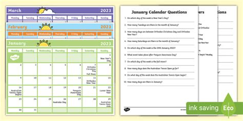 Australian Calendar 2023 Activity Sheets - Engaging Resource