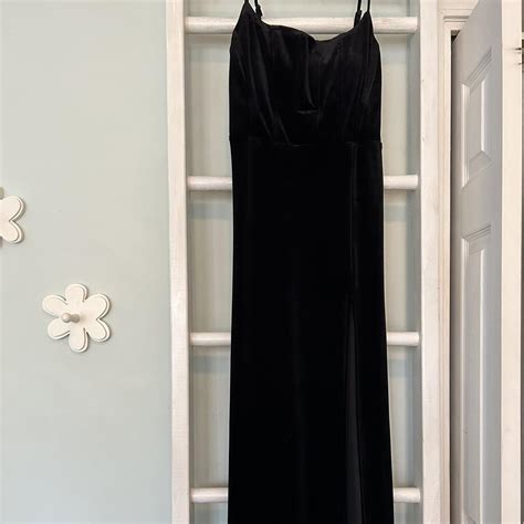 Windsor black velvet floor length gown size... - Depop