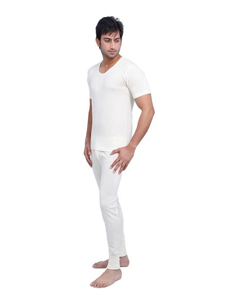 Shop Mens HS Merino Wool Thermals Set Cream at Woollen Wear