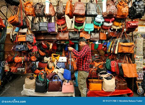 Street Leather Market in Florence, Italy Editorial Stock Photo - Image ...