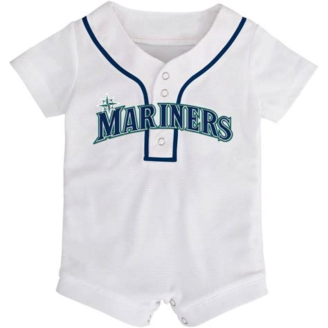 Seattle Mariners Baby White Button Up Jersey Romper Coverall - Detroit ...