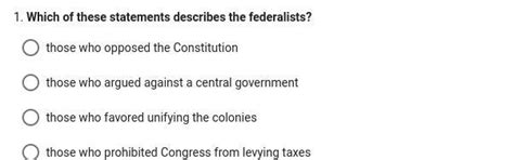Which of these stamens describes the federalist? Look at the picture ...
