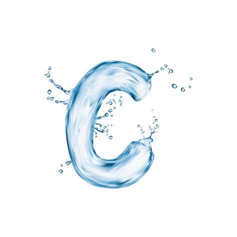 Letra de fuente de agua realista c alfabeto inglés mojado | Foto Premium
