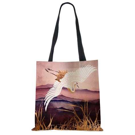 Japanese Crane Tote Bag Eco Reusable Shoulder Shopping Bags – CRAZE