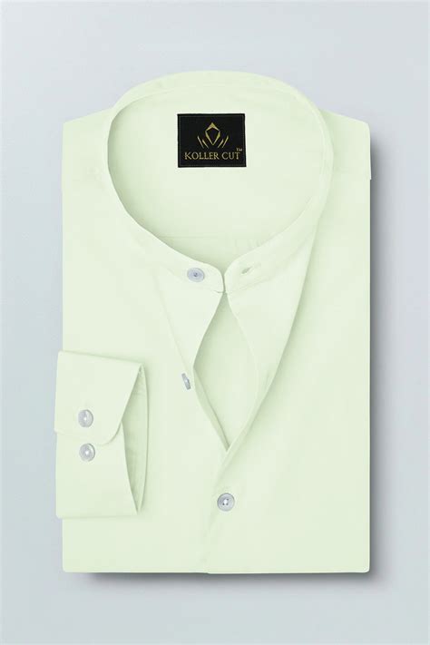 Laurel Green Mandarin Collar Giza Cotton Shirt – kollercut