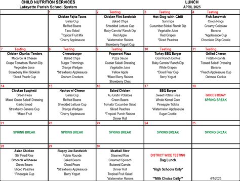 Breakfast & Lunch Menus | Child Nutrition