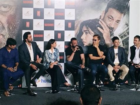Sanjay Dutt, Ranbir Kapoor, Aditi Rao Hydari at Bhoomi Trailer launch ...